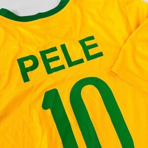 Fan Merch Brasil Pele 10 Soccer Shirt OTF Men Medium Yellow Green Football Shirt